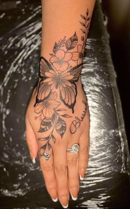 tattoo.Floral.Butterfly.design.