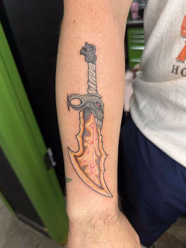 Anime sword tattoo by Buddy Boy