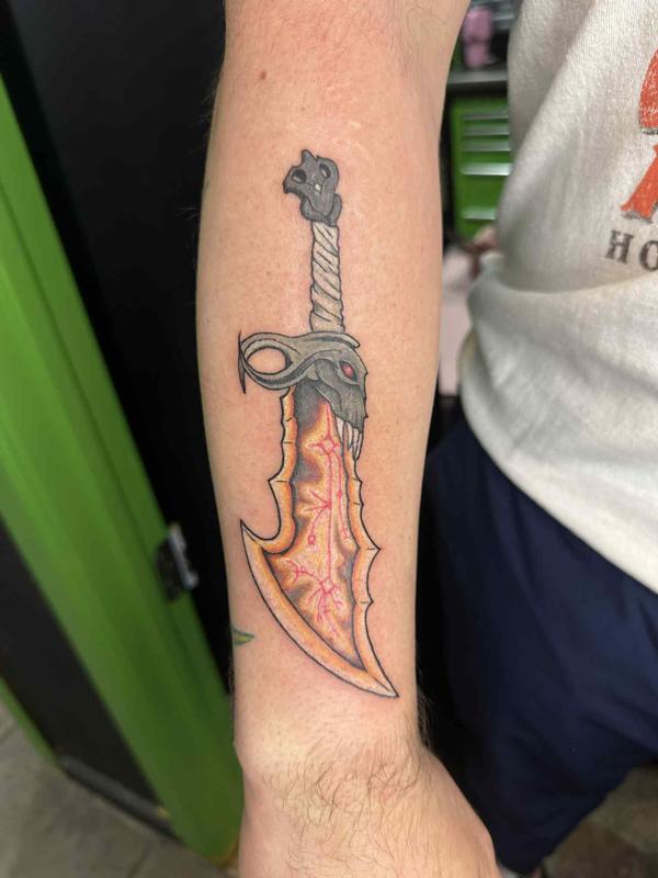 Anime sword tattoo by Buddy Boy