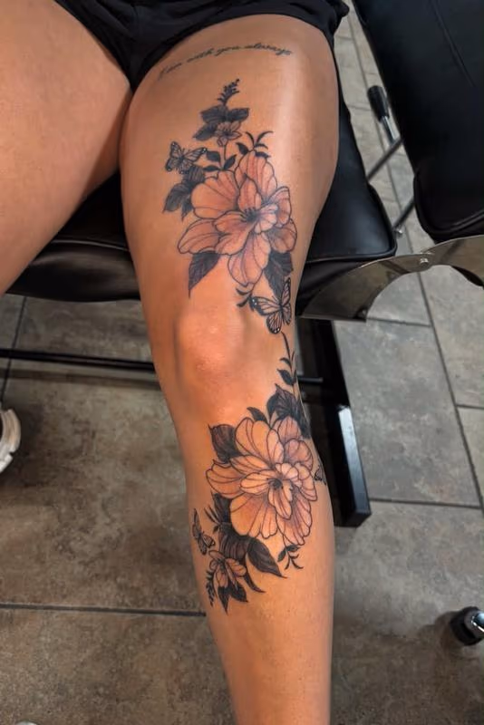 Floral leg tattoo by AlyKat