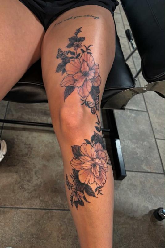 Floral leg tattoo by AlyKat