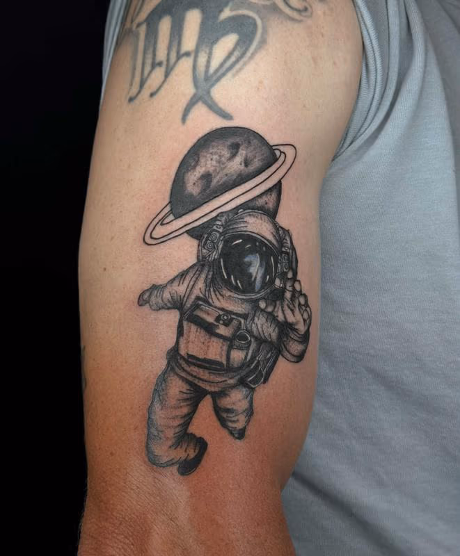 astronaut space tattoo by Mari