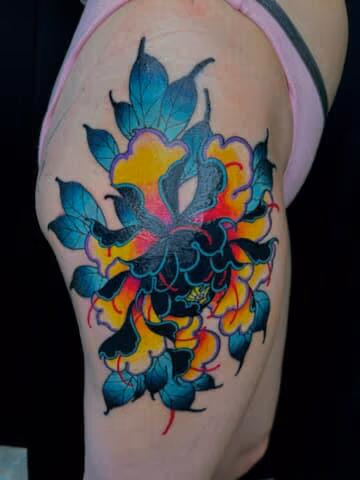Neotradtional floral tattoo by SlyFox