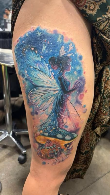 Fairy mushroom tattoo by DaddyJack