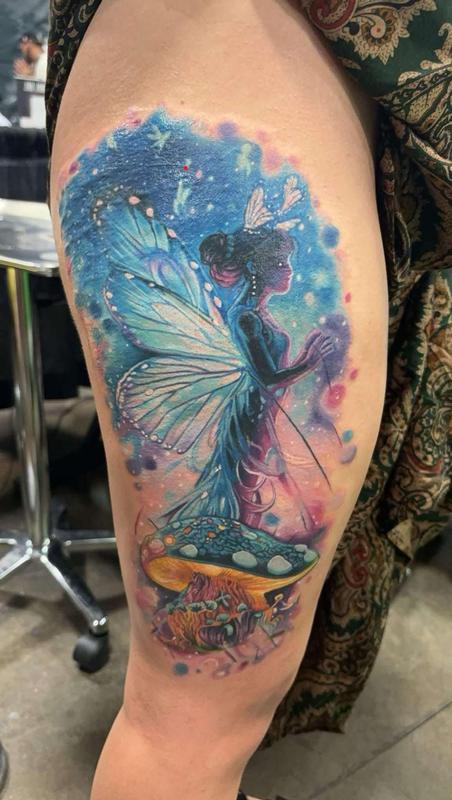 Fairy mushroom tattoo by DaddyJack