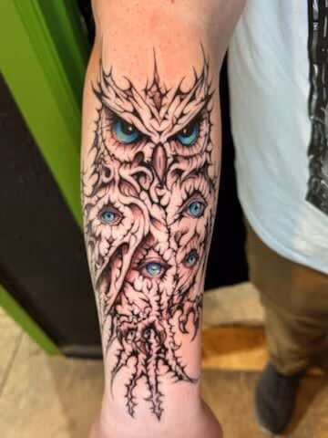 Owl tree tattoo by SlyFox