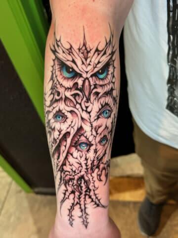 Owl tree tattoo by SlyFox