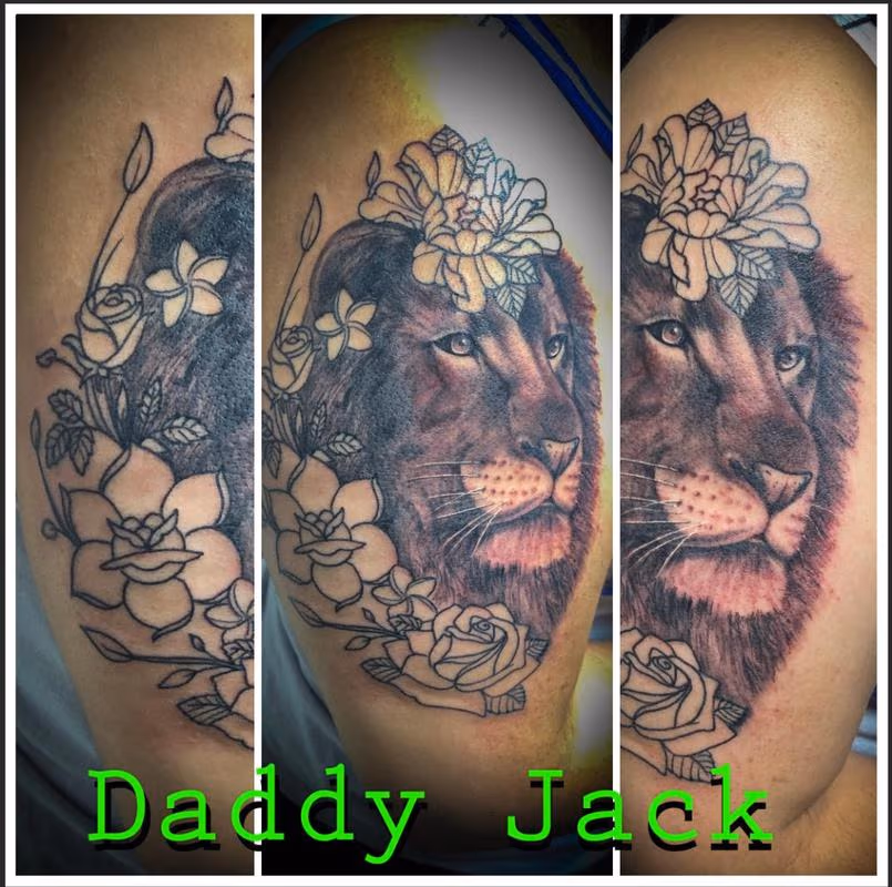 Lion and Flowers