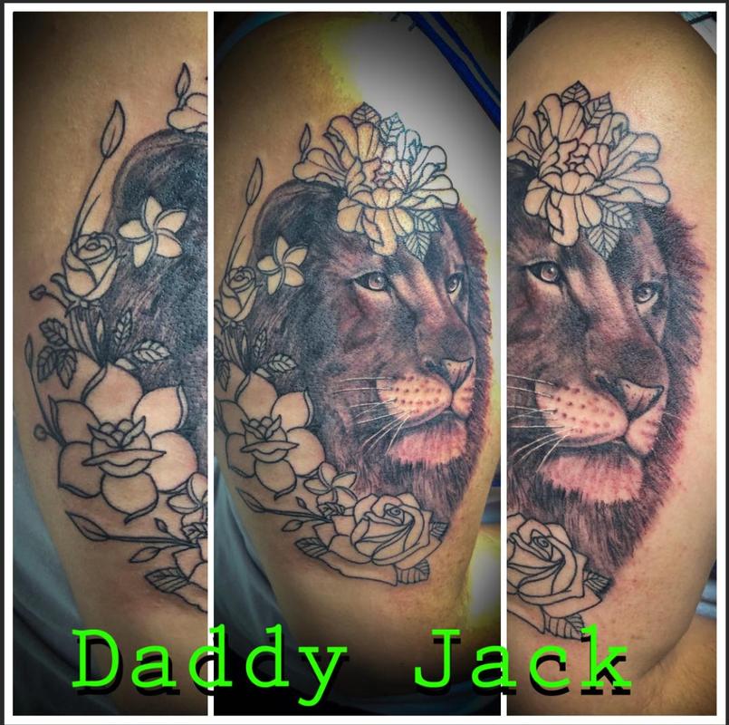 Lion and Flowers