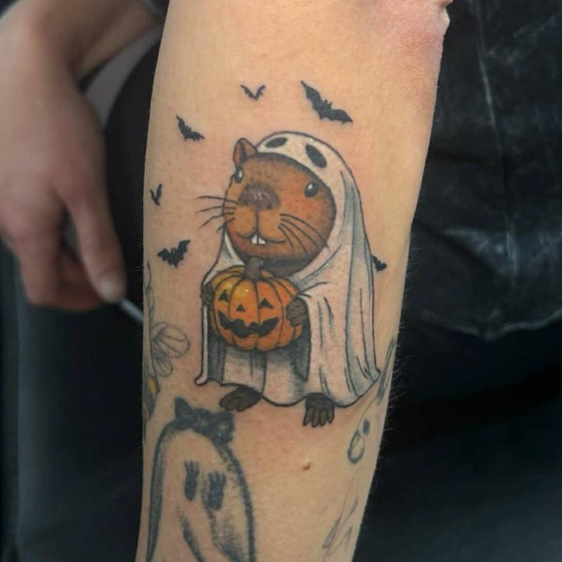 spooky halloween capybara tattoo by AlyKat