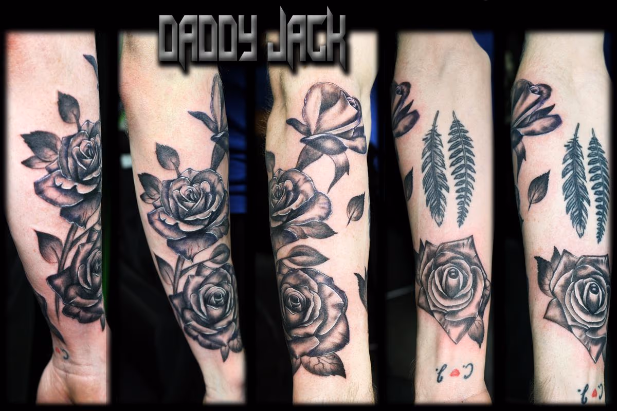 Black & Grey Realistic Rose Sleeve