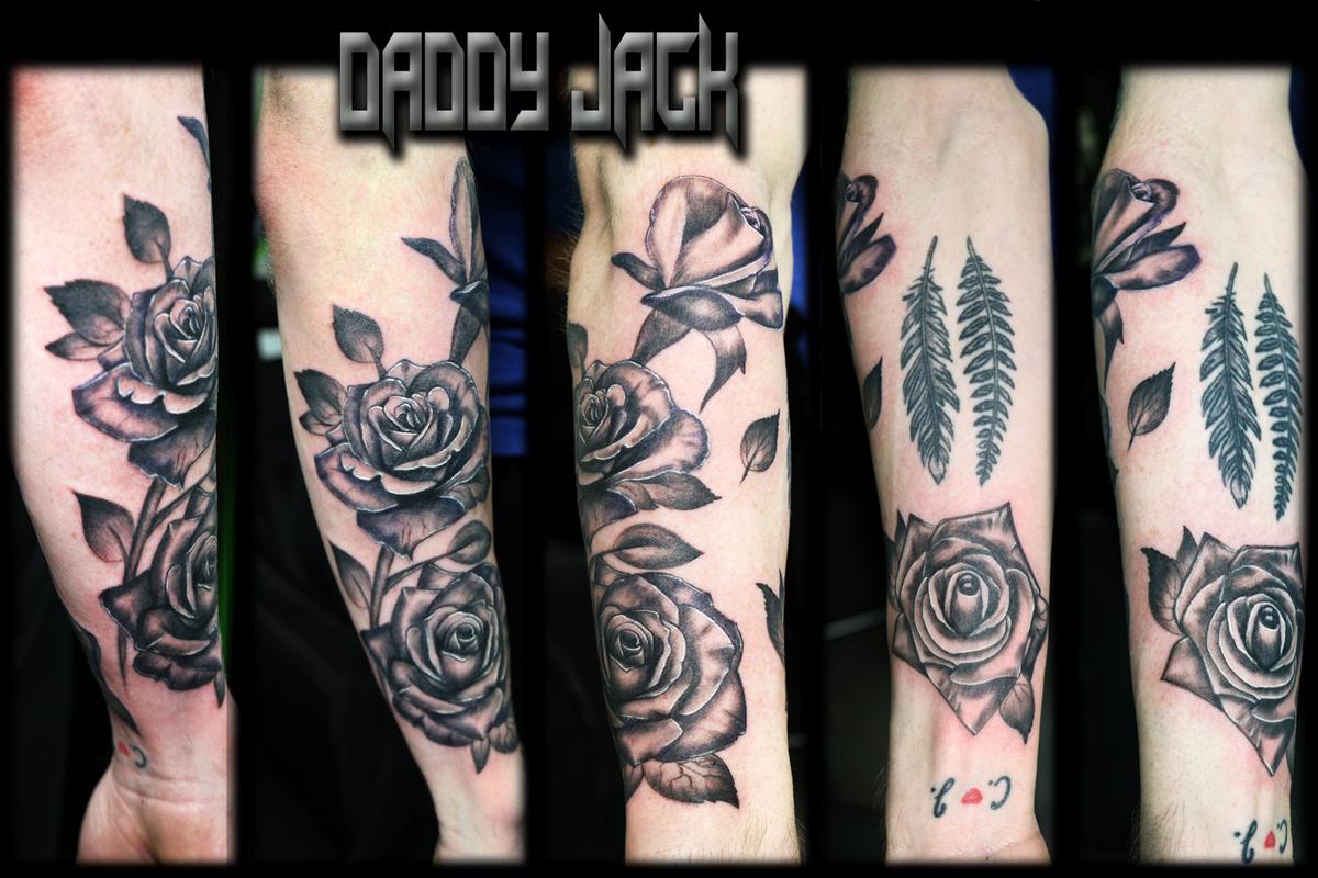 Black & Grey Realistic Rose Sleeve