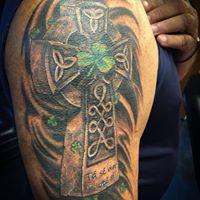 Celtic Cross and Shamrocks
