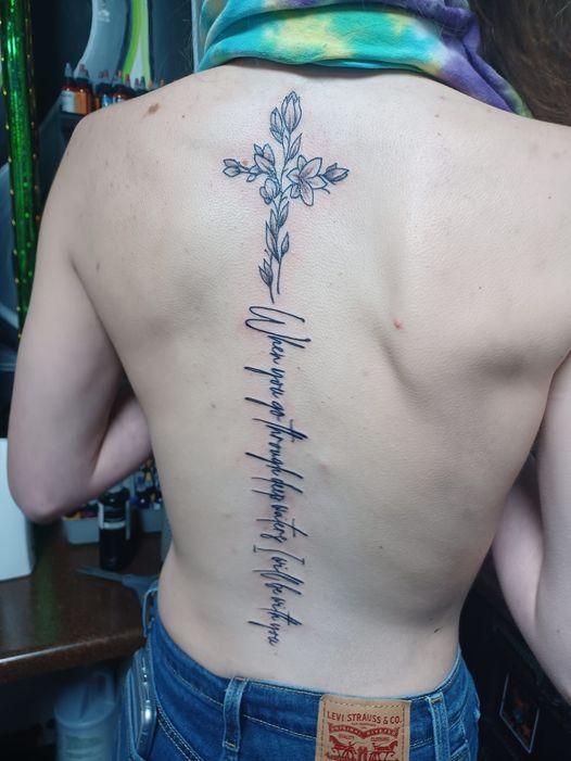 lettering on the back