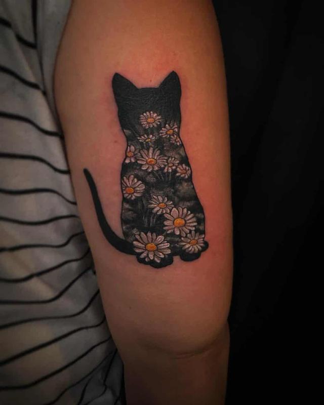 Cat and Daisy tattoo by SlyFox