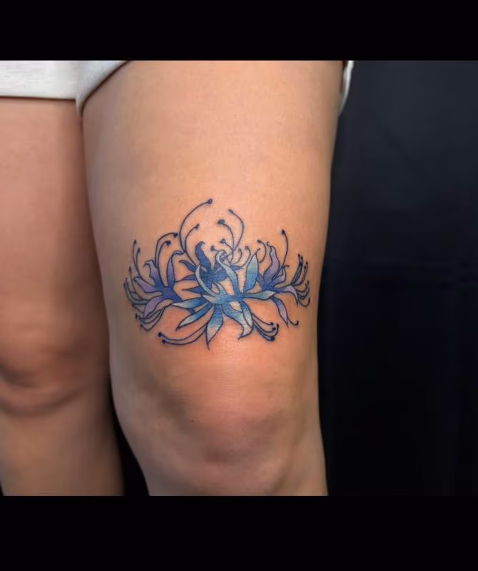 Blue floral tattoo by BabyGirl