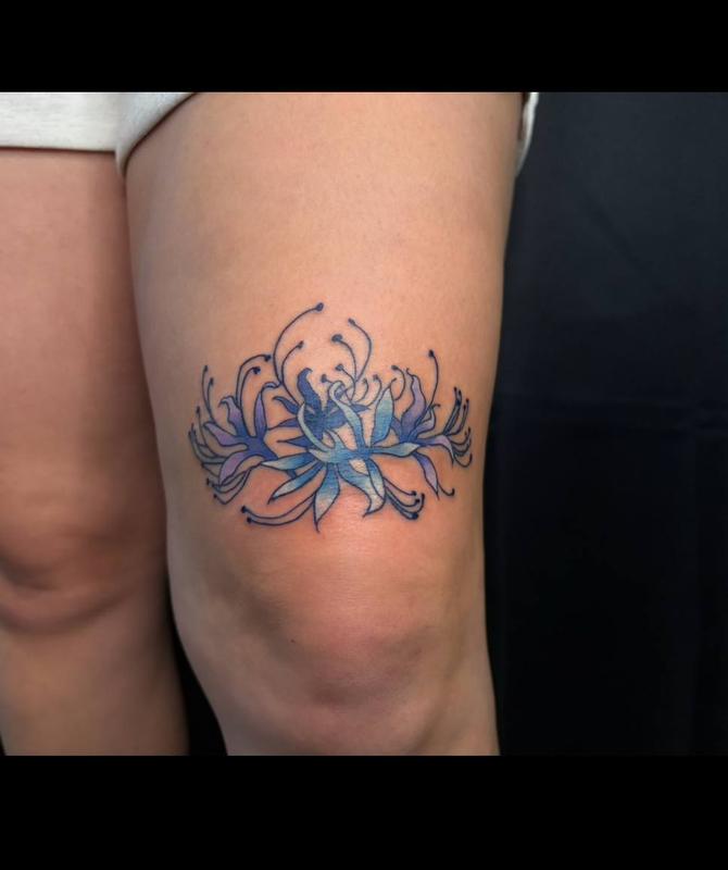 Blue floral tattoo by BabyGirl