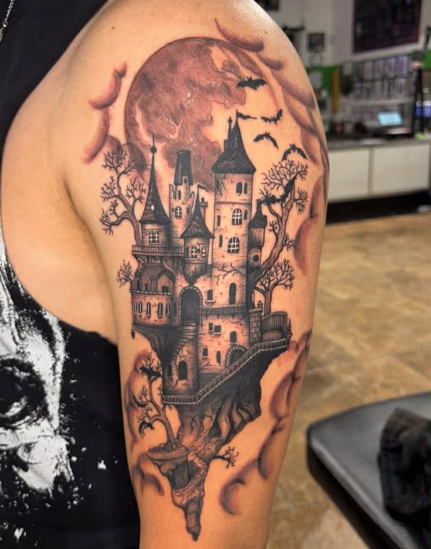 Castle fantasy tattoo by AlyKat