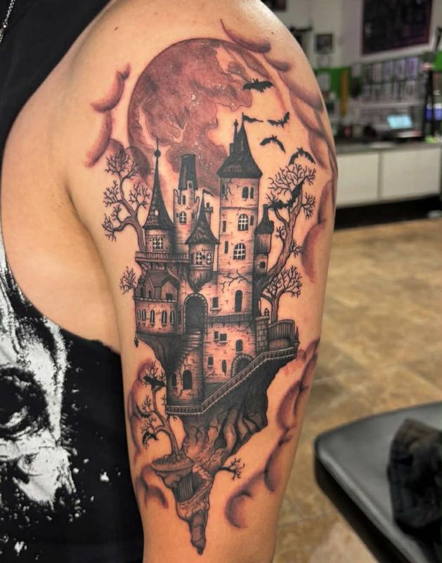 Castle fantasy tattoo by AlyKat