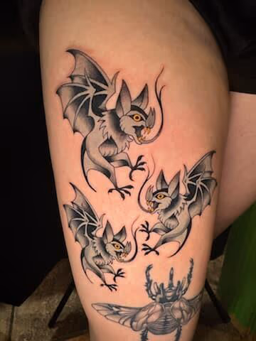 Tradtioanal bat tattoo by SlyFox