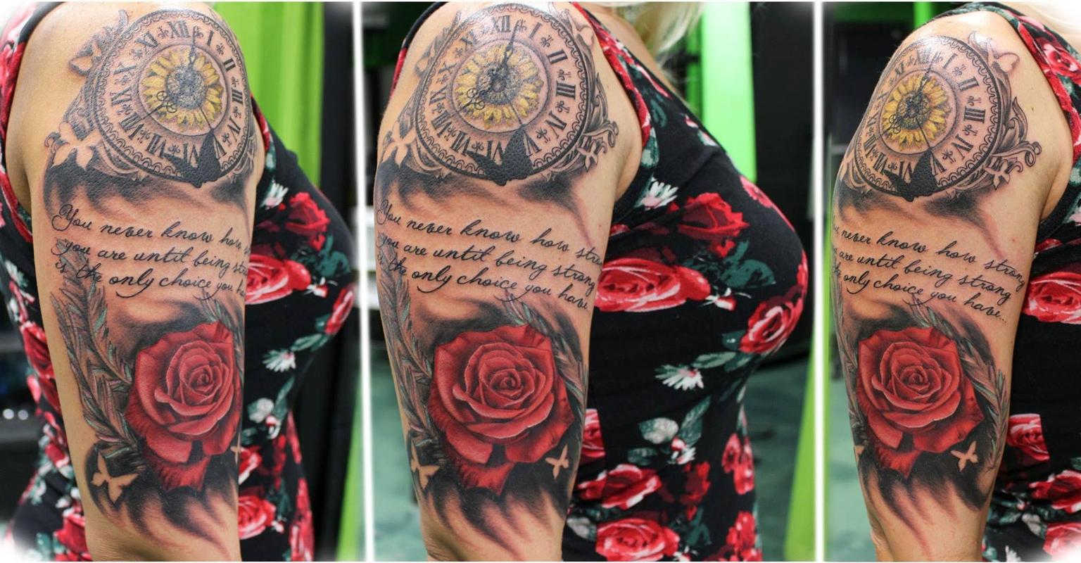 Clock, Script, and Rose