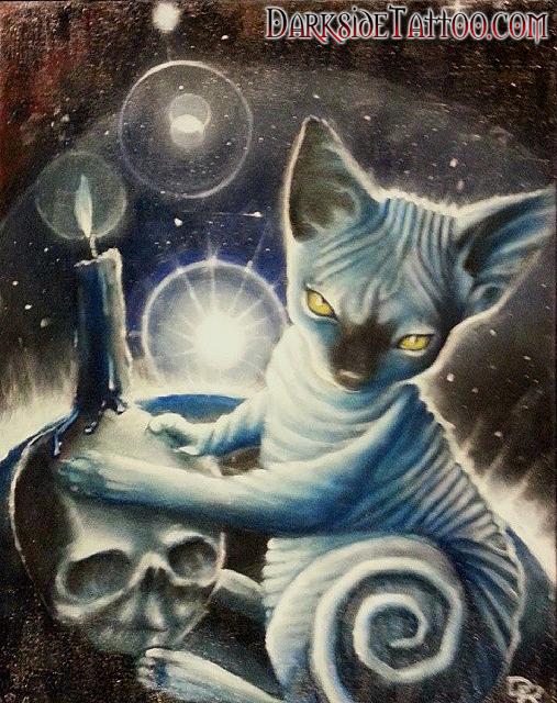 Color oil painting of Dave's Cat Anubis