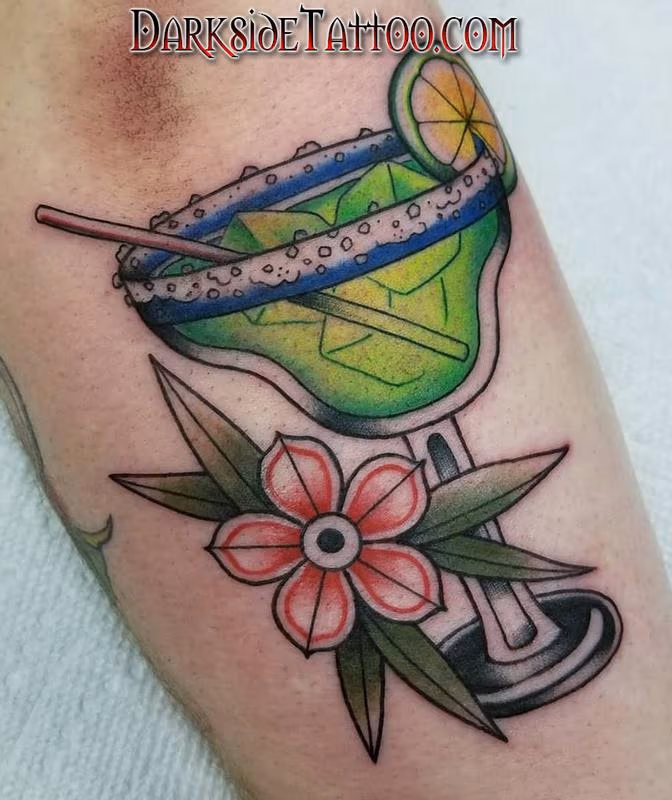 Color Martini Glass Tattoo
