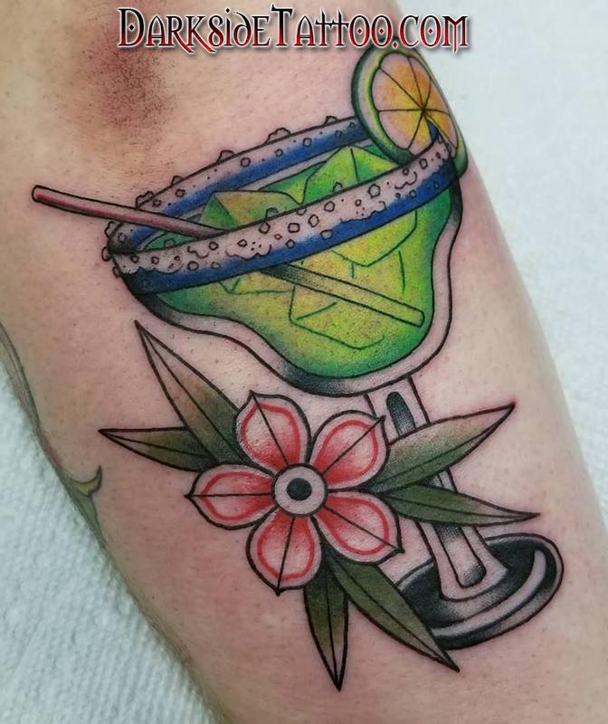 Color Martini Glass Tattoo