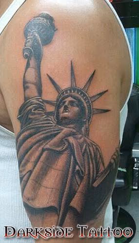 Black and Gray Statue of Liberty Tattoo