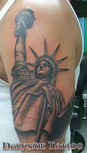 Black and Gray Statue of Liberty Tattoo