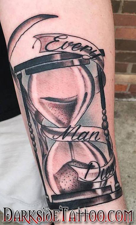 Black and Gray Hourglass Tattoo