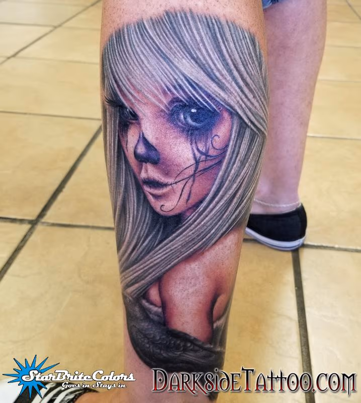 Color Day of the Dead Pin-up Tattoo
