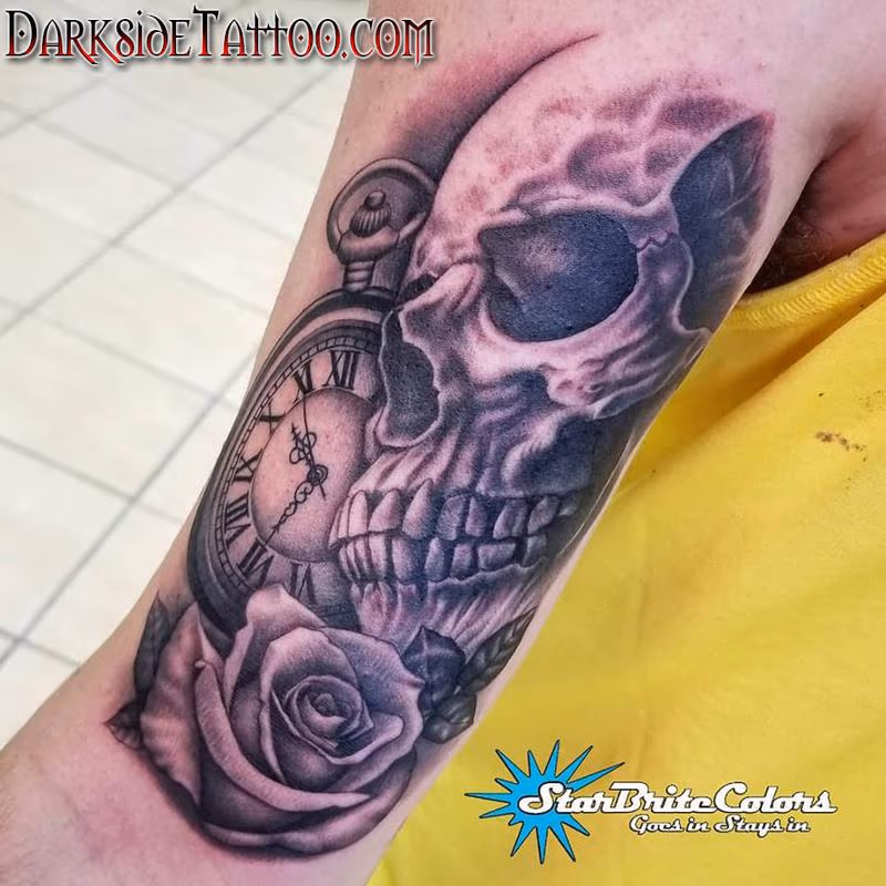 Black and Gray Skull Tattoo