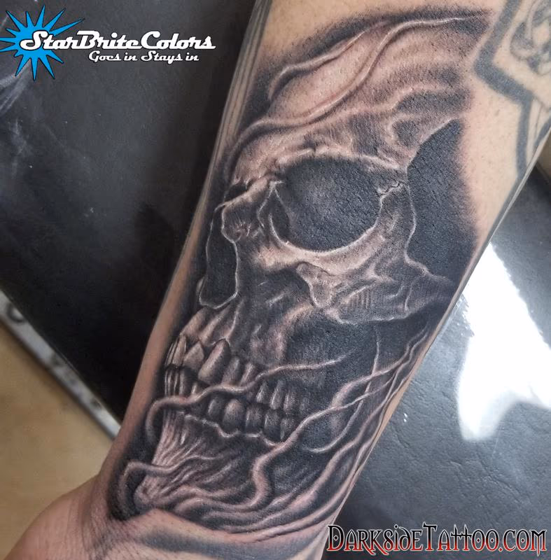 Black and Gray Skull Tattoo