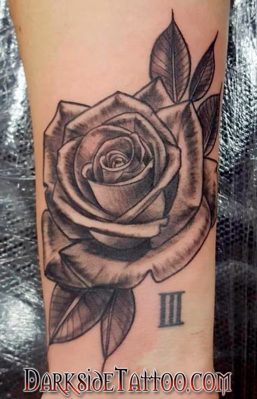 Black and Gray Rose Tattoo