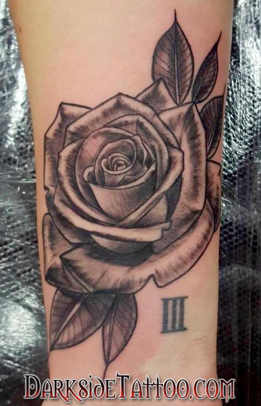Black and Gray Rose Tattoo