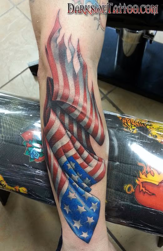 Color American Flag Tattoo