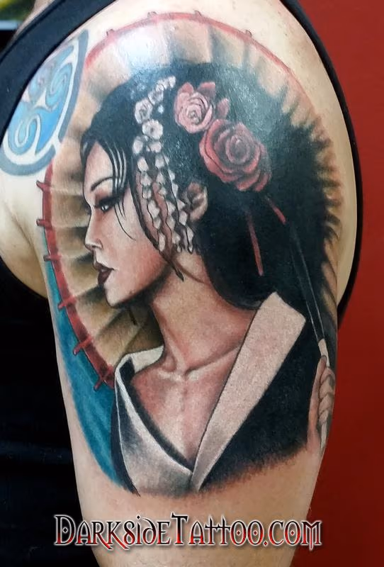 Color Geisha Girl Tattoo