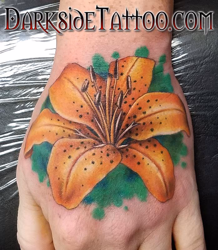Color Tiger Lily Tattoo