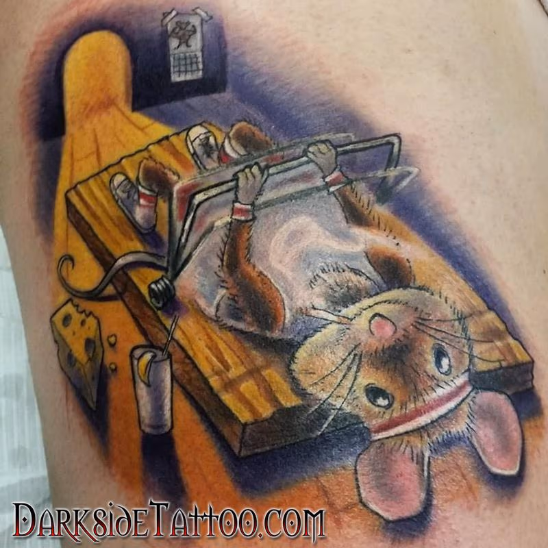 Color Mouse-trap Tattoo