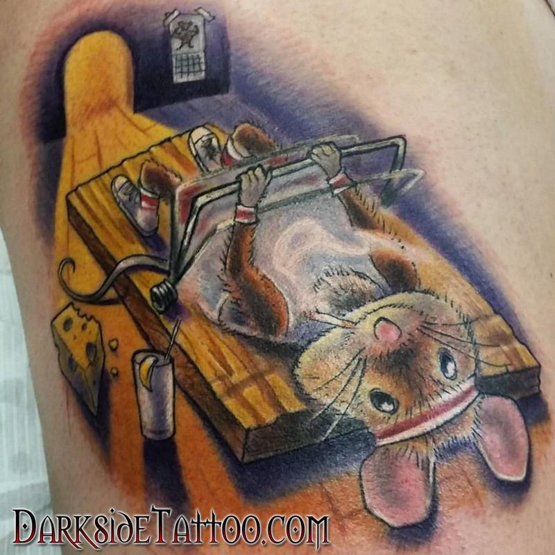 Color Mouse-trap Tattoo