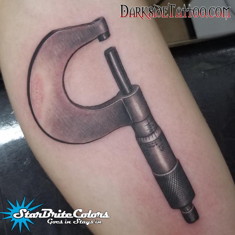 Black and Gray Micrometer Tattoo