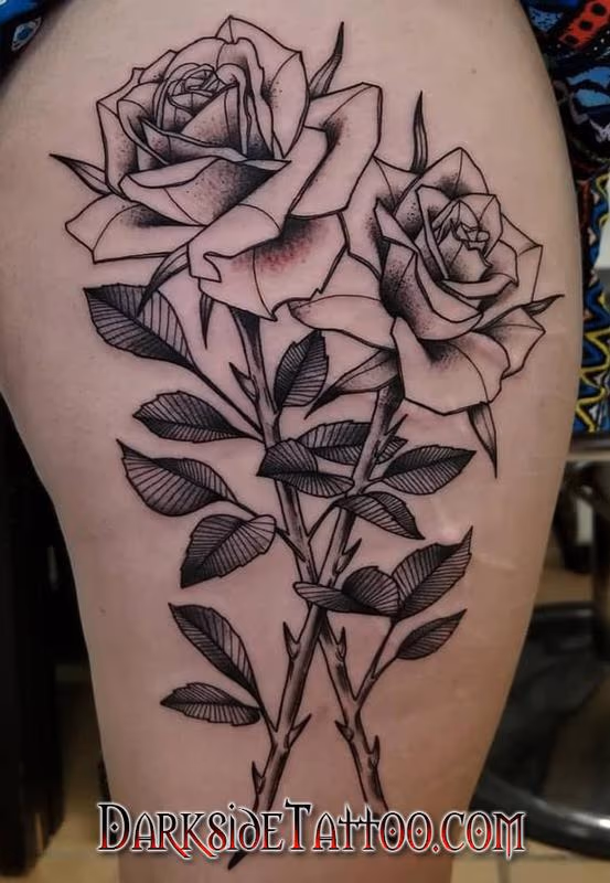 Black and Gray Roses Tattoo