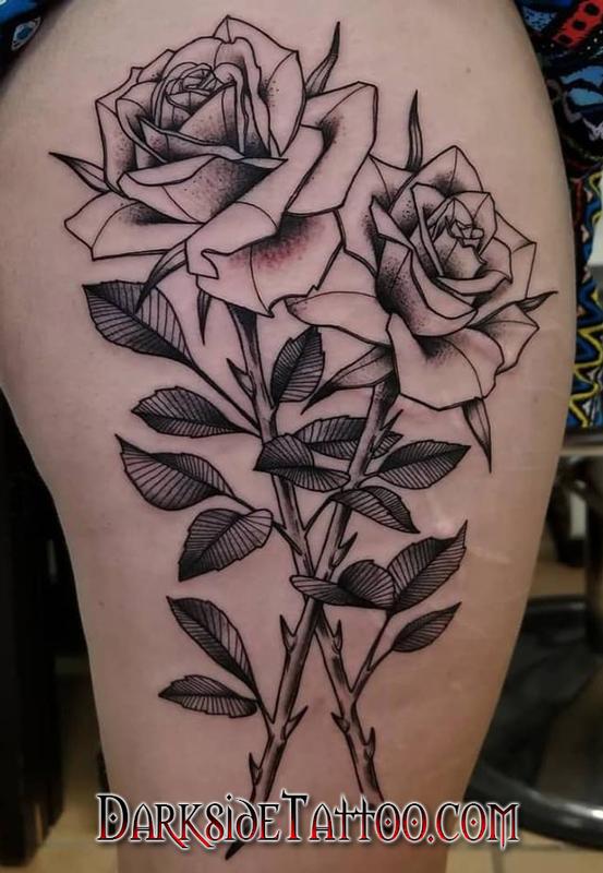 Black and Gray Roses Tattoo