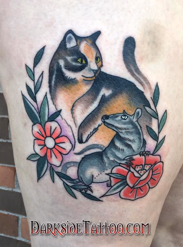 Cat and Mouse Tattoo