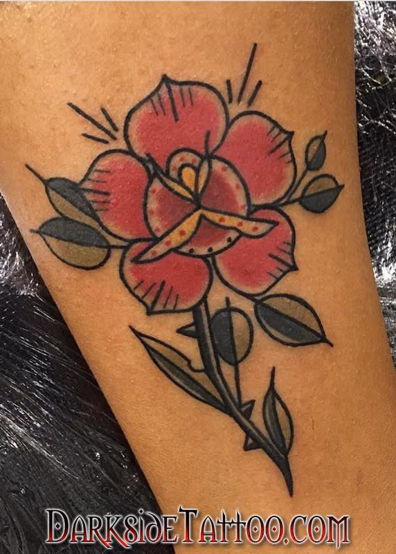 Color Traditional Rose Tattoo