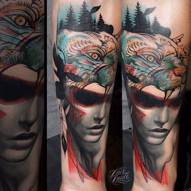 Two-Style Headdress Tattoo