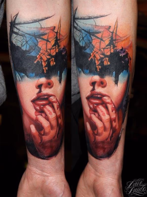 Abstract Girl Forearm Tattoo