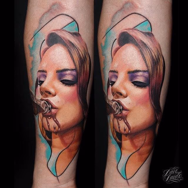 Cola Girl New School Tattoo