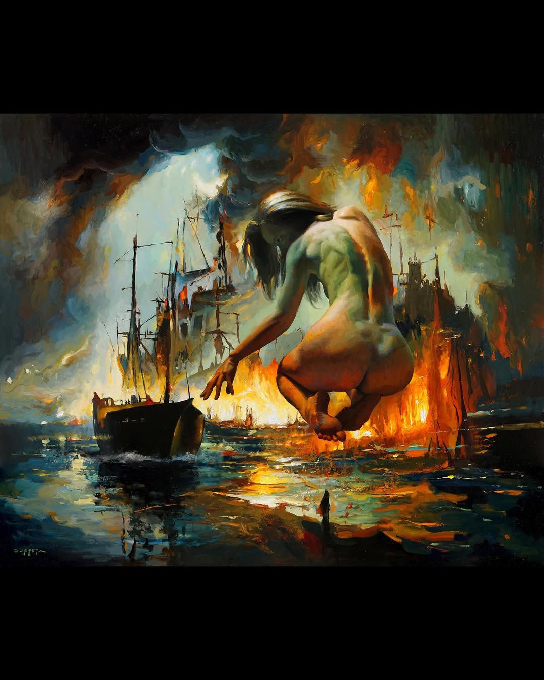 Goddess of Mercy oil painting, surreal fantasy figure